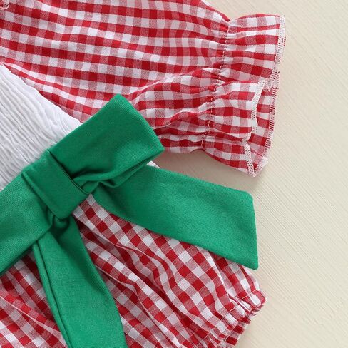 طفلة عيد الميلاد الزي سانتا شجرة تكدرها الأكمام الطويلة مزخرفة الفقاعة رومبير بودز in Kuwait