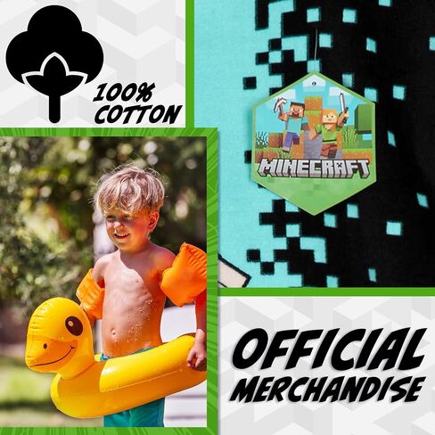 Minecraft Towelling Poncho Kids Teens Hooded Bath Towels Absorbent Beach Towel (Multi Tie Dye, 6-9 Years) in Saudi Arabia