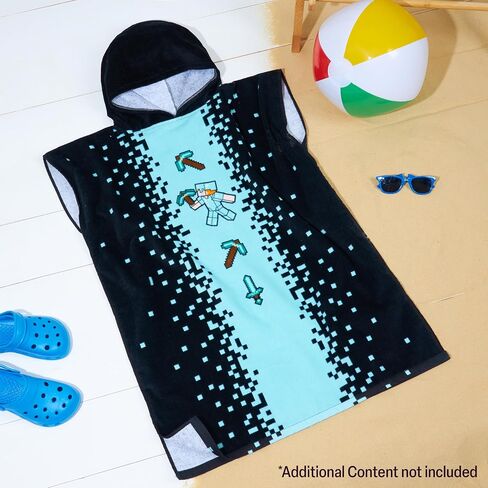 Minecraft Towelling Poncho Kids Teens Hooded Bath Towels Absorbent Beach Towel (Multi Tie Dye, 6-9 Years) in Saudi Arabia