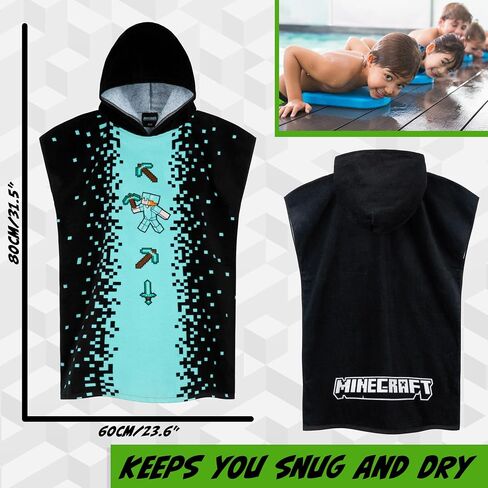 Minecraft Towelling Poncho Kids Teens Hooded Bath Towels Absorbent Beach Towel (Multi Tie Dye, 6-9 Years) in Saudi Arabia