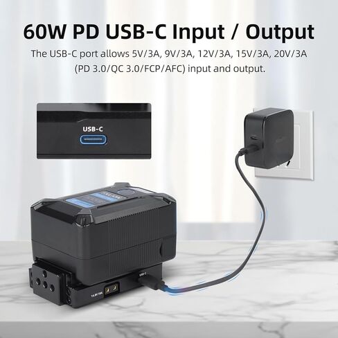 لوحة البطارية القابلة للتعديل V Nitze ، مع إدخال/إخراج USB-C (PD 3.0) ، DC (8V/3A) ، D-TAP (14.8V/10A) ، مشبك قضيب 15 مم وذراع قابلة للتعديل ، لوحة تحبل V لمحمية طاقة الكاميرا-N21-D8C in Saudi Arabia