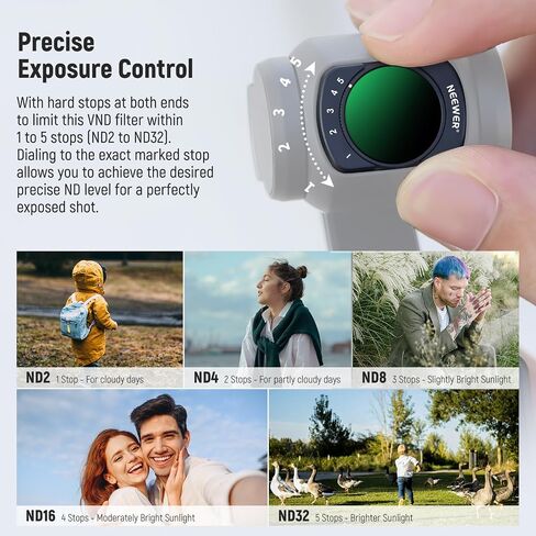 Neewer متغير ND Filter متوافق مع DJI Osmo Pocket 3 ملحقات التحرير والسرد Creator ، Magnetic ND2-32 الكثافة المحايدة قابلة للضبط مرشح عدسة الكاميرا in Saudi Arabia