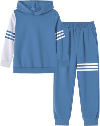 Boy Clothes Long Sleeve Striped Hoodie Sweatshirts Top and Pants Fall Winter Kids Boys 2 Pieces Outfits Sets 3-8 Years in Saudi Arabia