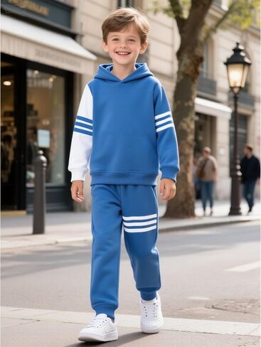 Boy Clothes Long Sleeve Striped Hoodie Sweatshirts Top and Pants Fall Winter Kids Boys 2 Pieces Outfits Sets 3-8 Years in Saudi Arabia