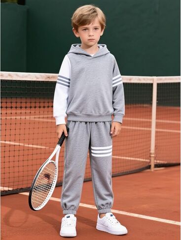 ملابس صبي طويلة الأكمام ذات الأكمام المخططة للبلوزات العليا والسراويل الخريف الخريف الأطفال الأولاد 2 قطع الجماعات مجموعات 3-8 سنوات in Kuwait