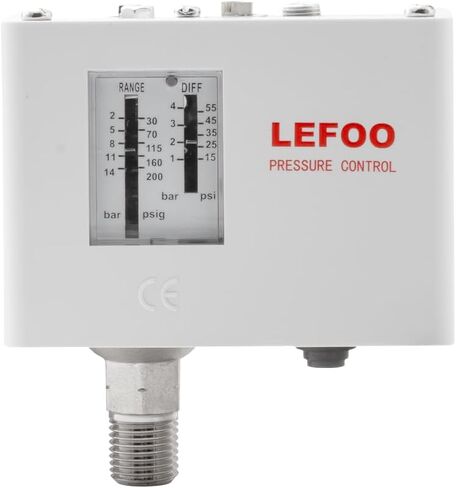 LEFOO LF5514 زيت قابل للتعديل HVAC التحكم في ضغط الضغط/تبديل ضغط الغلاية البخار/التبريد المفرد/هواء مضخة الماء مفتاح ضغط ضاغط 29PSI ~ 203PSI in Kuwait