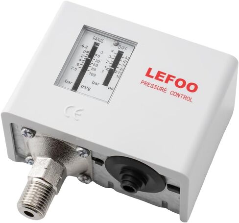 LEFOO LF5514 زيت قابل للتعديل HVAC التحكم في ضغط الضغط/تبديل ضغط الغلاية البخار/التبريد المفرد/هواء مضخة الماء مفتاح ضغط ضاغط 29PSI ~ 203PSI in Kuwait