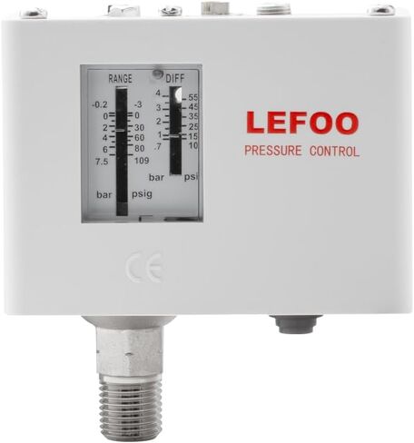 LEFOO LF5514 زيت قابل للتعديل HVAC التحكم في ضغط الضغط/تبديل ضغط الغلاية البخار/التبريد المفرد/هواء مضخة الماء مفتاح ضغط ضاغط 29PSI ~ 203PSI in Kuwait