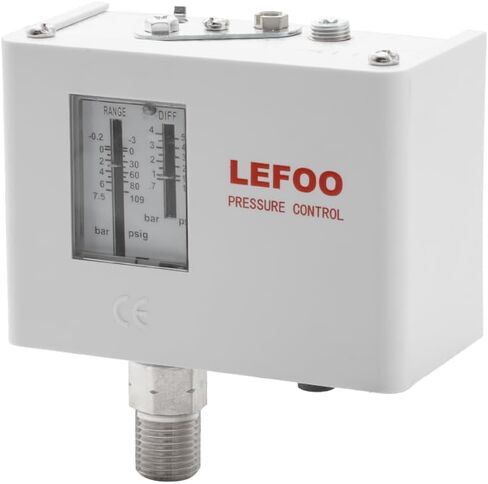 LEFOO LF5514 زيت قابل للتعديل HVAC التحكم في ضغط الضغط/تبديل ضغط الغلاية البخار/التبريد المفرد/هواء مضخة الماء مفتاح ضغط ضاغط 29PSI ~ 203PSI in Kuwait