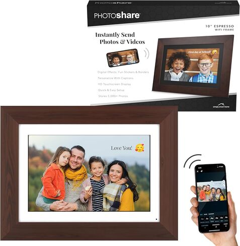 ببساطة Smart Home 10 "Wifi Digital Photo Frame | أرسل صورة أو فيديو من الهاتف إلى إطار الصورة الرقمية مع تطبيق PhotoShare Frame مجانًا in Kuwait