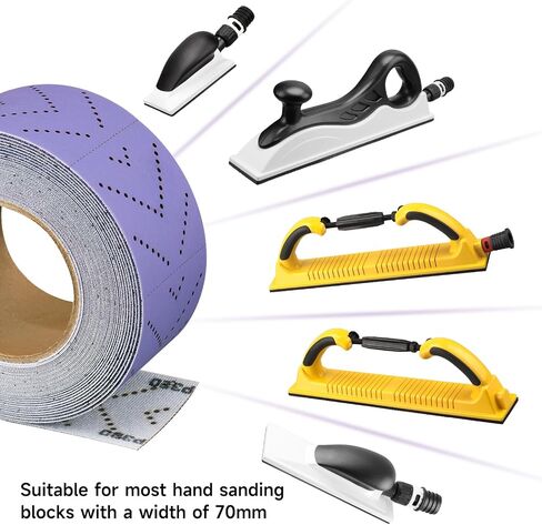 Purple Ceramic Sandpaper Roll 320 Grit 2-3/4" x 13 Yard | Multi-Hole, Hook and Loop Backing, Continuous Longboard Sand Paper for Automotive, Wood, Metal Sanding in Saudi Arabia