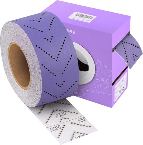 Purple Ceramic Sandpaper Roll 320 Grit 2-3/4" x 13 Yard | Multi-Hole, Hook and Loop Backing, Continuous Longboard Sand Paper for Automotive, Wood, Metal Sanding in Saudi Arabia