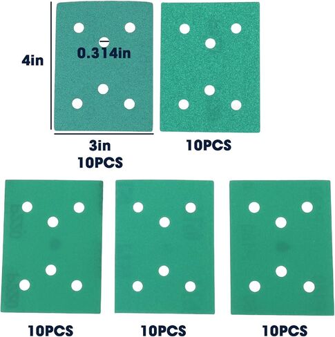 50pcs 3x4inch 6-Hole Assorted Grit Sanding Sheets 80/120/150/180/220 Grit Compatible with Surfprep Compatible with Uneeda Ekasand in Saudi Arabia