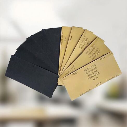 Abrasive Dry Wet Waterproof Sandpaper Sheets Assorted Grit of 120/150/180/220/240/280 for Furniture, Hobbies and Home Improvement, 10 Sheets (9 x 3.6 Inch) in Saudi Arabia