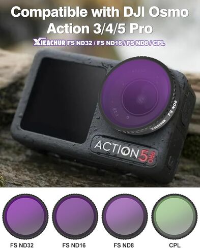 مجموعة مرشح ل DJI Action 5 Pro Action 4 Action 3 Action 3 Camera Camera ، 4 pack CPL ND8 ND16 ND32 مع غطاء عدسة السيليكون ، مرشحات العدسات الاستقطابية ، الزجاج البصري HD ، التصميم المفاجئ in Kuwait
