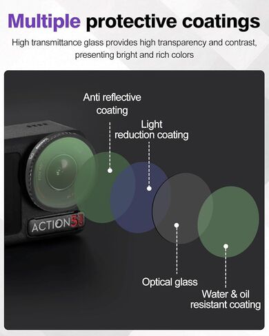 مجموعة مرشح ل DJI Action 5 Pro Action 4 Action 3 Action 3 Camera Camera ، 4 pack CPL ND8 ND16 ND32 مع غطاء عدسة السيليكون ، مرشحات العدسات الاستقطابية ، الزجاج البصري HD ، التصميم المفاجئ in Kuwait