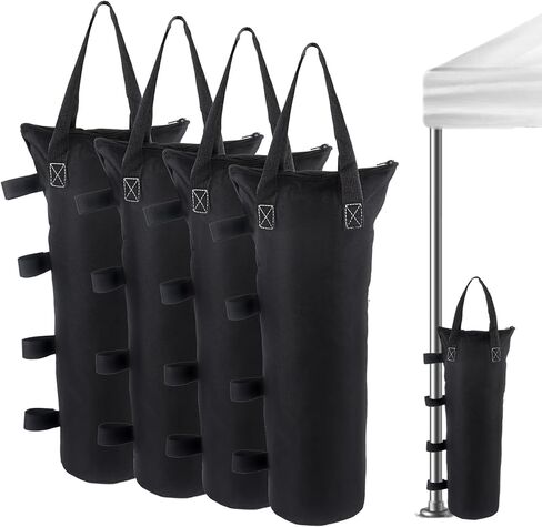 Klmnop 4 Pack Zipper Top Rand Facs for Danopy Legs (سعة تحميل 120 رطلاً) ، أكياس رملية مع أحزمة فيلكرو ومقابض للوزن - أكياس رملية لخيمة المظلة المنبثقة ، ومظلة فناء الساقين (أسود) in Saudi Arabia