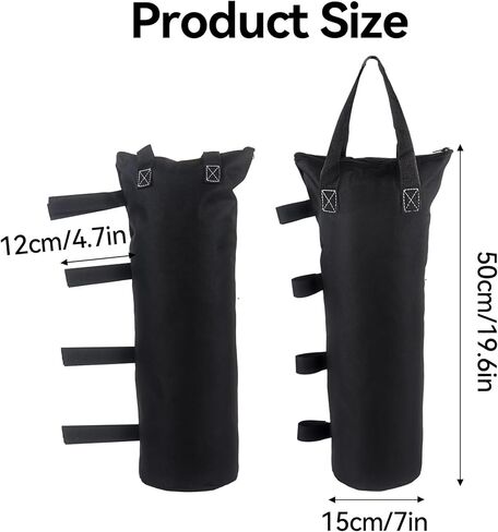 Klmnop 4 Pack Zipper Top Rand Facs for Danopy Legs (سعة تحميل 120 رطلاً) ، أكياس رملية مع أحزمة فيلكرو ومقابض للوزن - أكياس رملية لخيمة المظلة المنبثقة ، ومظلة فناء الساقين (أسود) in Saudi Arabia