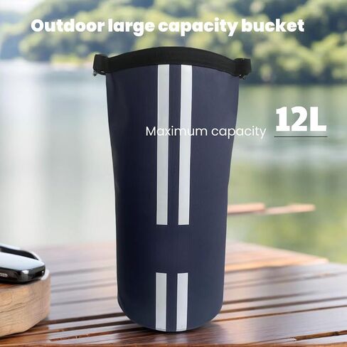 Outdoor Camping Water Bucket, Tent Sandbag with Roll-Top Closure, Black in Saudi Arabia