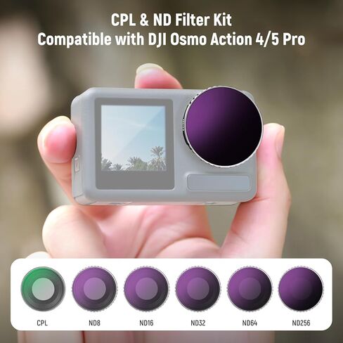 مجموعة مرشح Neewer 6 Pack ND متوافقة مع DJI Osmo Action 5 Pro/Action 4 ، HD HD Pantical Glass CPL + ND8 + ND16 + ND32 + ND64 + ND256 Action Camera Carens Excensions ، FL-N70 in Saudi Arabia