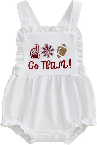 زي طفلة كرة القدم Go Team Team Embroquered Silapsless Silaps Romper Infant Bodysuit الملابس الصيفية حديثي الولادة in Kuwait