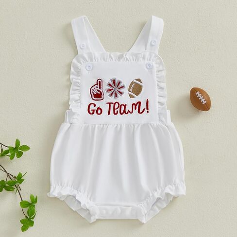 زي طفلة كرة القدم Go Team Team Embroquered Silapsless Silaps Romper Infant Bodysuit الملابس الصيفية حديثي الولادة in Kuwait