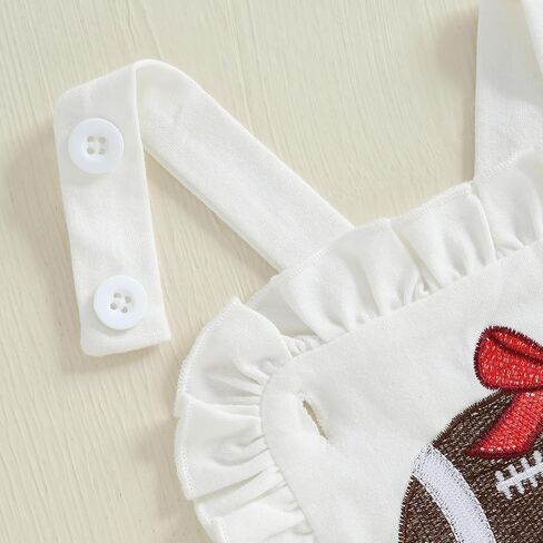 Baby Girl Football Outfit Go Team Embroidery Ruffled Sleeveless Overalls Romper Infant Bodysuit Newborn Summer Clothes in Kuwait