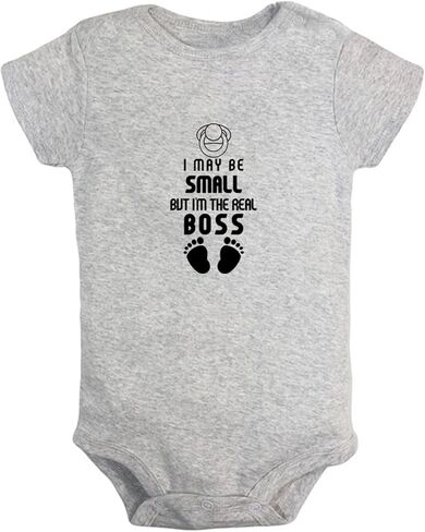 iDzn I May Be Small But I'm the Real Boss Funny Bodysuits, Newborn Baby Romper, Infant Jumpsuits, 0-24 Months Babies Outfits in Saudi Arabia