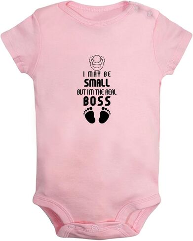 iDzn I May Be Small But I'm the Real Boss Funny Bodysuits, Newborn Baby Romper, Infant Jumpsuits, 0-24 Months Babies Outfits in Saudi Arabia