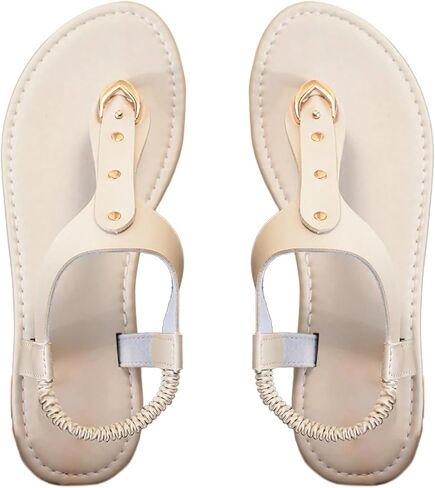 Oyoangle Women's Toe Post Sandals Open Open Toe Strap Strap Syndy Flat in Saudi Arabia