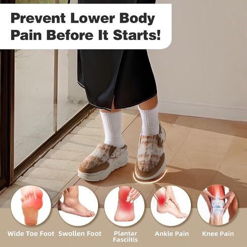 Women's Orthopedic Diabetic Wide Slippers: Comfortable Arch Support Plantar Fasciitis House Slip On Loafers, Casual Flat Feet Winter Warm Walking Shoes for Foot and Heel Pain Relief in Saudi Arabia