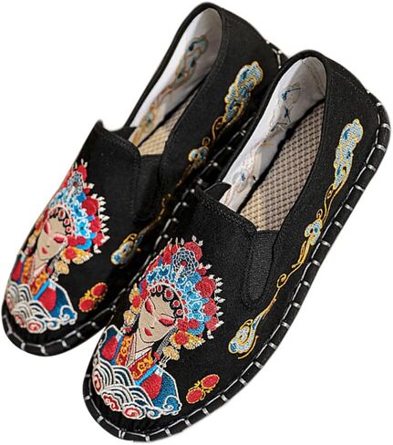 Embroidered Kung Fu Tai Chi Shoes Unisex Black Rubber Sole Martial Art Sports Chinese Traditional Slippers Men and Women in Saudi Arabia