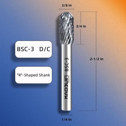 SC-3 Double Cut Tungsten Carbide Rotary Burr 3/8" Cutting Diameter 3/4" Length 1/4" Shank Deburring Tools High-Speed Metal/Wood Grinding, Carving, and 3D Contouring in Saudi Arabia