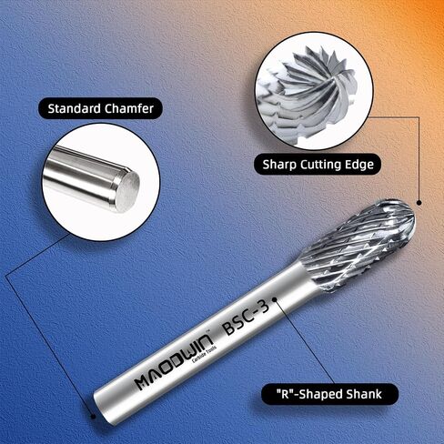 SC-3 Double Cut Tungsten Carbide Rotary Burr 3/8" Cutting Diameter 3/4" Length 1/4" Shank Deburring Tools High-Speed Metal/Wood Grinding, Carving, and 3D Contouring in Saudi Arabia