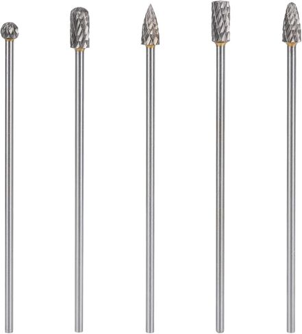 5pcs مجموعة لدغ كربيد طويلة ، قطع مطحنة يموت بتنغستن فولاذ كربيد الحفر المرفق دوار المرفق لقطع المعادن طحن الأسطوان in Saudi Arabia