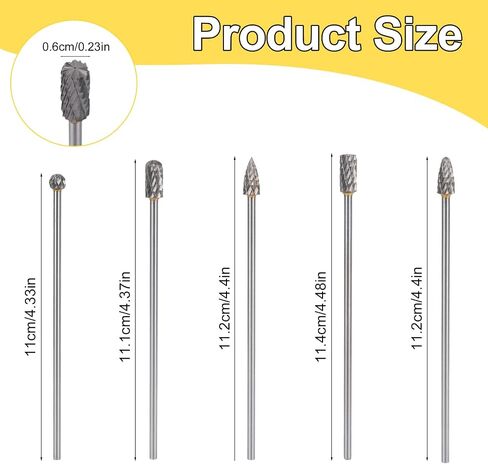 5pcs مجموعة لدغ كربيد طويلة ، قطع مطحنة يموت بتنغستن فولاذ كربيد الحفر المرفق دوار المرفق لقطع المعادن طحن الأسطوان in Saudi Arabia