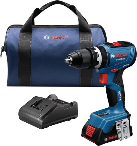 BOSCH GSB18V-65B12 1/2 في. حفر مطرقة/مجموعة السائق - 575 في رطل. أقصى عزم الدوران ، والتحكم القابل للتبديل ، ومحدد الوضع السريع ، وأضواء عمل LED مزدوجة ، وبطارية ومجموعة الشاحن. in Kuwait