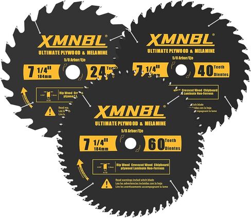 7-1/4 Inch Circular Saw Blade 24T 40T 60T Combination,7-1/4 Saw Frame Ultra Fine Finish Circular Saw Blade,Compatible with DEWALT,Makita,Skil Saw for Wood Plywood Material Cutting,5/8 Inch Arbor in Kuwait