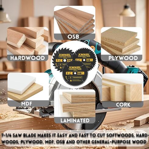 7-1/4 Inch Circular Saw Blade 24T 40T 60T Combination,7-1/4 Saw Frame Ultra Fine Finish Circular Saw Blade,Compatible with DEWALT,Makita,Skil Saw for Wood Plywood Material Cutting,5/8 Inch Arbor in Kuwait