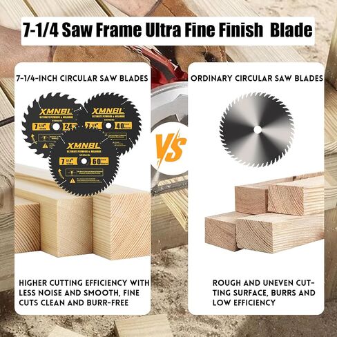 7-1/4 Inch Circular Saw Blade 24T 40T 60T Combination,7-1/4 Saw Frame Ultra Fine Finish Circular Saw Blade,Compatible with DEWALT,Makita,Skil Saw for Wood Plywood Material Cutting,5/8 Inch Arbor in Kuwait