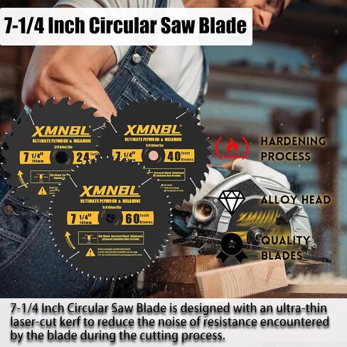 7-1/4 Inch Circular Saw Blade 24T 40T 60T Combination,7-1/4 Saw Frame Ultra Fine Finish Circular Saw Blade,Compatible with DEWALT,Makita,Skil Saw for Wood Plywood Material Cutting,5/8 Inch Arbor in Kuwait