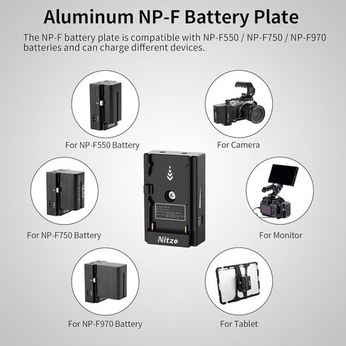 Nitze NP-F Battery Adapter Plate, with 8V/3A DC, 12V/3A DC, USB-A and USB-C Output Ports, for Sony NP-F550/ F750/ F970 Battery - N22-A1 in Saudi Arabia