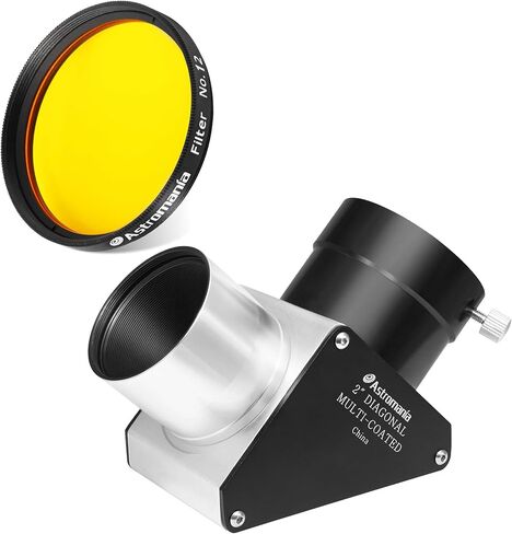 Astromania 2" Color/Planetary Filter for Telescope - #12 Yellow - Bundle with - 2" Diagonal 90° Mirror with 93% Reflectivity in Saudi Arabia