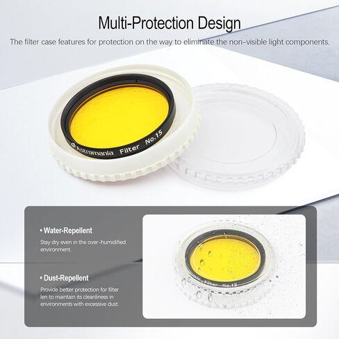 Astromania 2" Color/Planetary Filter for Telescope - #15 Yellow-Orange - Bundle with - 2" Multiple 5-Position Filter Wheel in Saudi Arabia
