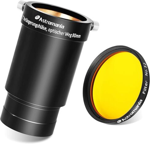 Astromania 2" Color/Planetary Filter for Telescope - #12 Yellow - Bundle with - 2" 80mm Eyepiece Extension Tube Adapter in Saudi Arabia