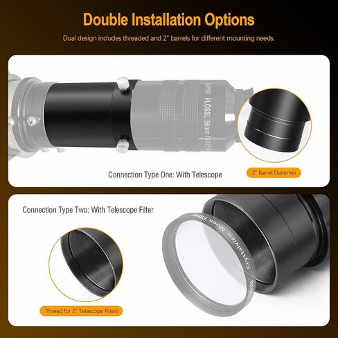 Astromania 2" Color/Planetary Filter for Telescope - #12 Yellow - Bundle with - 2" 80mm Eyepiece Extension Tube Adapter in Saudi Arabia