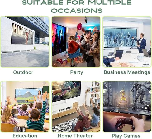AAJK 150inch Outdoor Projector Screen Anti Crease Portable Movie Screen | Projector Screen Outdoor, Washable, 16:9, Foldable, Home Theater Outdoor Indoor, Support Double Sided Projection Screen in Kuwait