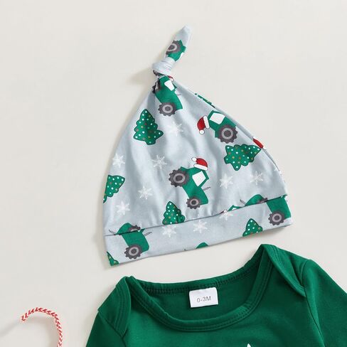 My 1st Christmas Newborn Baby Boy Clothes Print Long Sleeve Romper Bodysuit Overalls Pants Hat Set 3Pcs Fall Outfit in Kuwait