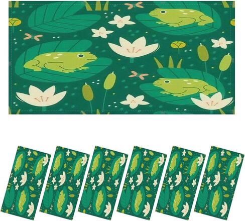 6 Pack Fluorescent Light Covers for Ceiling Light, Green Lake swamp Toads frogs water lilies Hand drawn Square repeating Light Filters for Classroom Home, 4' x 2' Decorative Magnetic Light Cover in Saudi Arabia