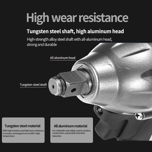 Cordless Impact Wrench 21V Brushless Motor Max Torque 520N.m,Battery Impact Wrench 1/2 High Torque,2x 3.0 Ah Li-ion Battery,6 Sockets,Fast Charger,Belt Clip,Tool Case in Kuwait